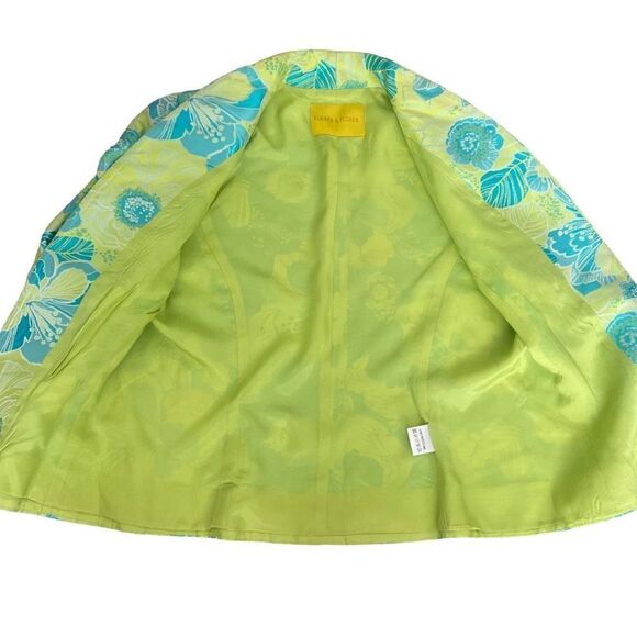 Flores And Flores Green And Blue Floral Blazer Lined SZ 100 Bright, MY23 - Picture 10 of 11